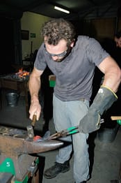 Paul fullering a flower petal.